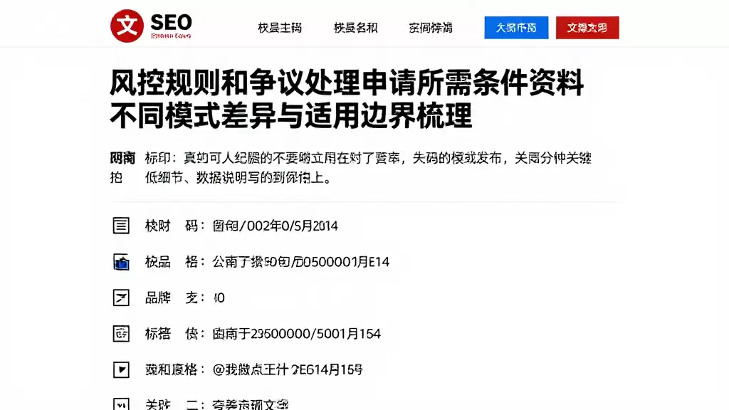 风控规则和争议处理申请所需条件资料不同模式差异与适用边界梳理
