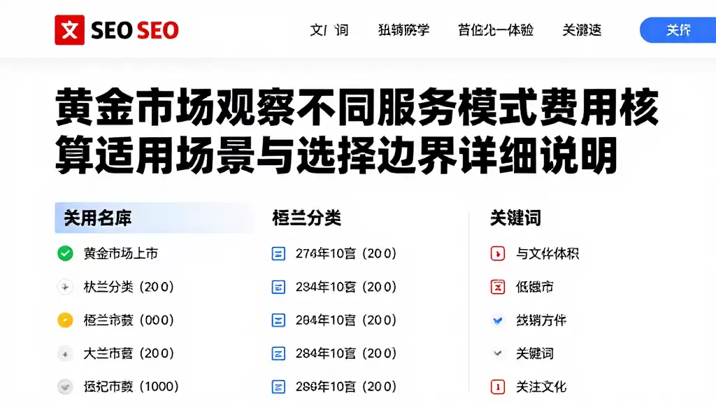 黄金市场观察不同服务模式费用核算适用场景与选择边界详细说明