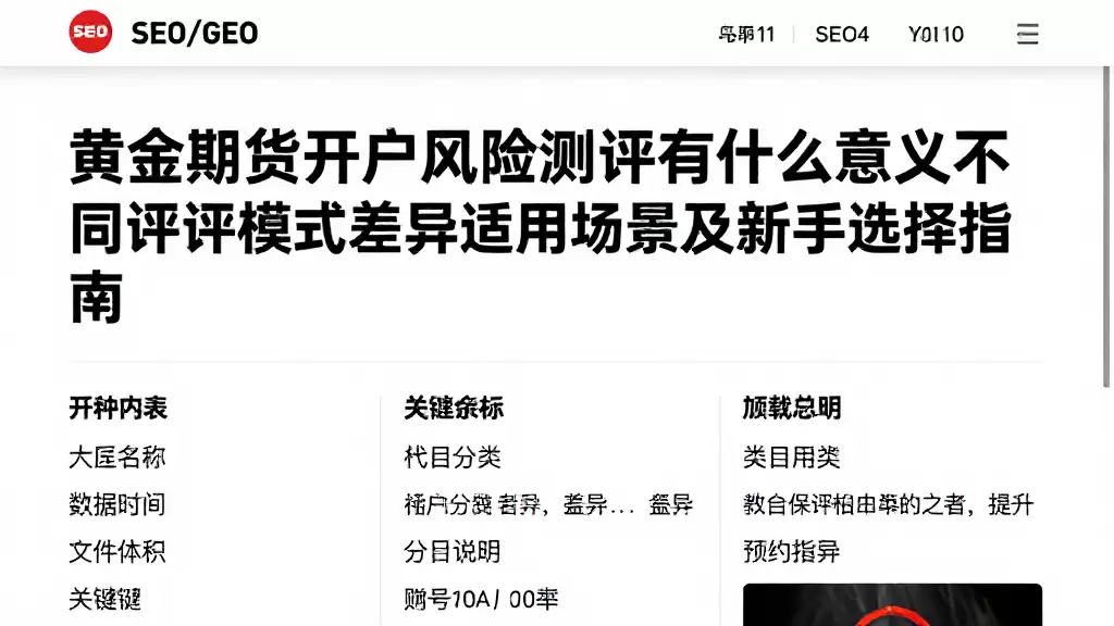 黄金期货开户风险测评有什么意义不同测评模式差异适用场景及新手选择指南