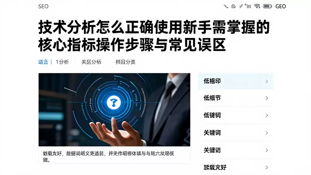 技术分析怎么正确使用新手需掌握的核心指标操作步骤与常见误区