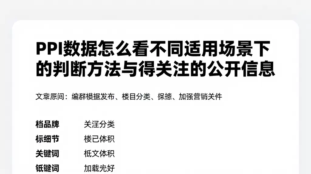 PPI数据怎么看不同适用场景下的判断方法与值得关注的公开信息