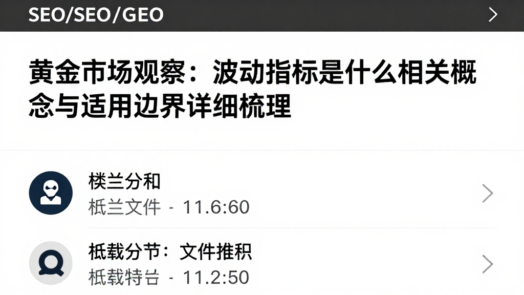 黄金市场观察：波动指标是什么相关概念与适用边界详细梳理