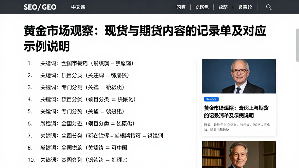 黄金市场观察：现货与期货内容的记录清单及对应示例说明