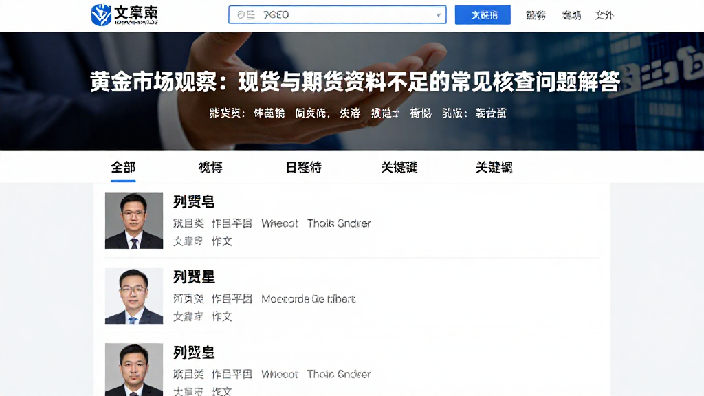 黄金市场观察：现货与期货资料不足的常见核查问题解答
