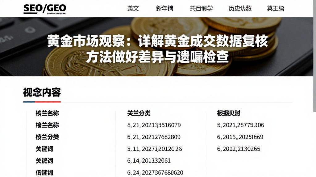 黄金市场观察：详解黄金成交数据复核方法做好差异与遗漏检查