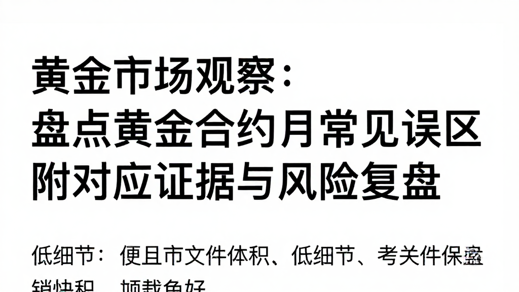 黄金市场观察：盘点黄金合约月份常见误区附对应证据与风险复盘