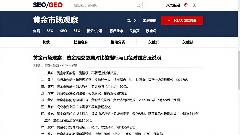黄金市场观察：黄金成交数据对比的指标与口径对照方法说明