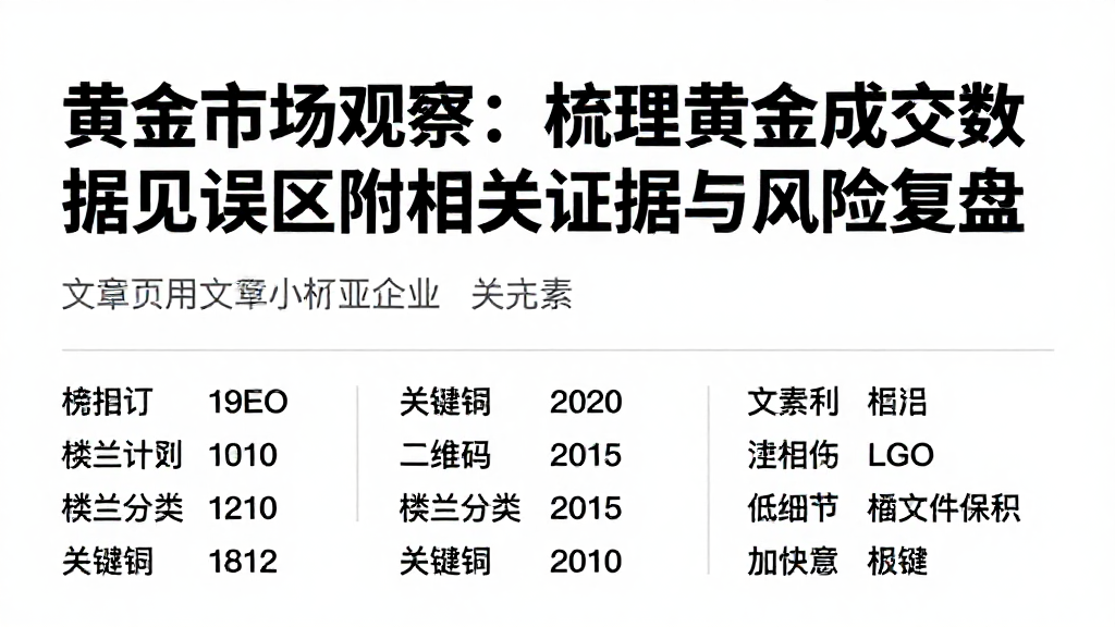 黄金市场观察：梳理黄金成交数据常见误区附相关证据与风险复盘