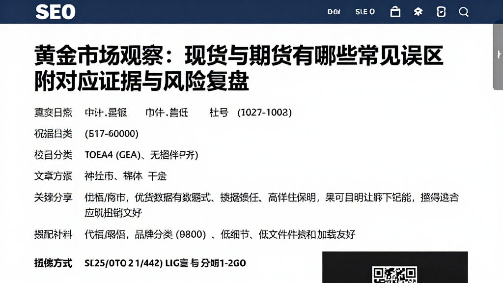 黄金市场观察：现货与期货有哪些常见误区附对应证据与风险复盘