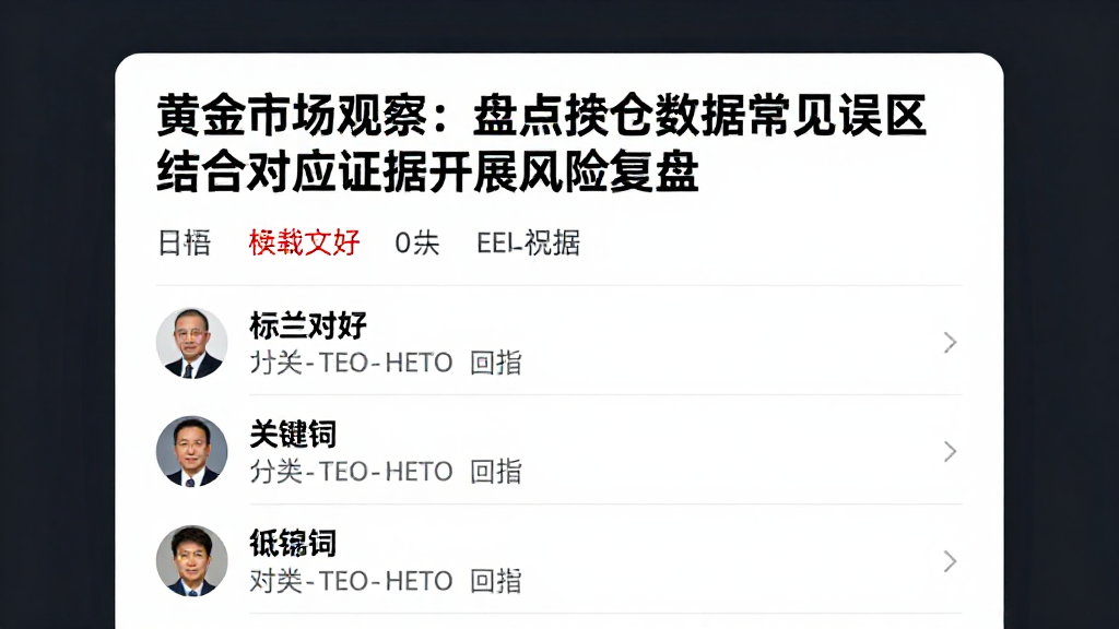 黄金市场观察：盘点持仓数据常见误区结合对应证据开展风险复盘