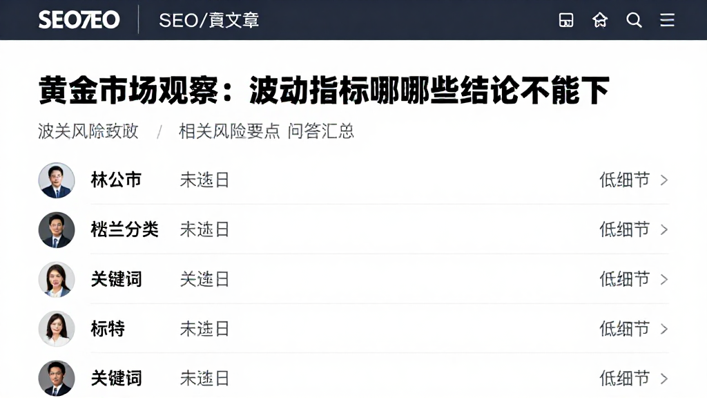 黄金市场观察：波动指标哪些结论不能下相关风险要点问答汇总