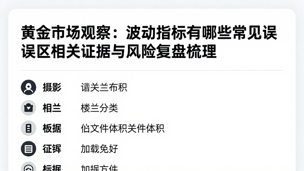 黄金市场观察：波动指标有哪些常见误区相关证据与风险复盘梳理