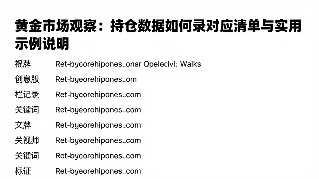 黄金市场观察：持仓数据如何记录对应清单与实用示例说明