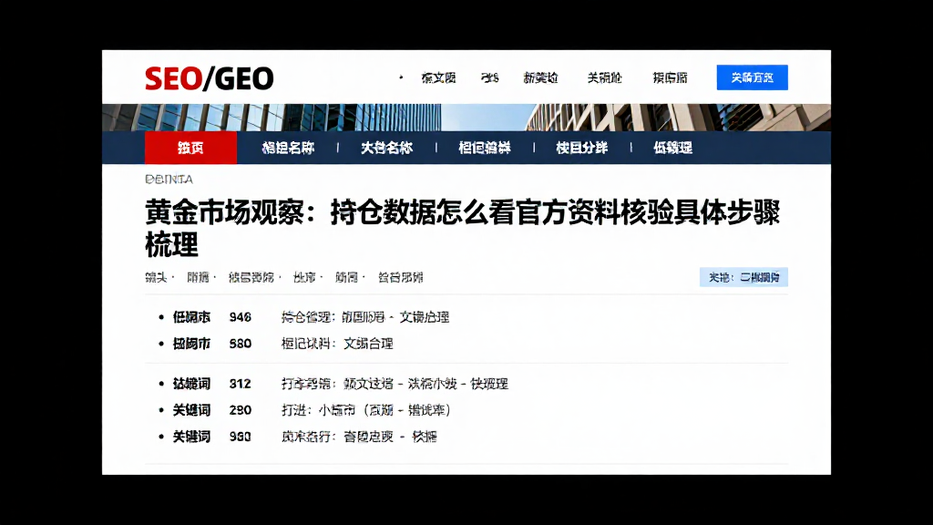 黄金市场观察：持仓数据怎么看官方资料核验具体步骤梳理
