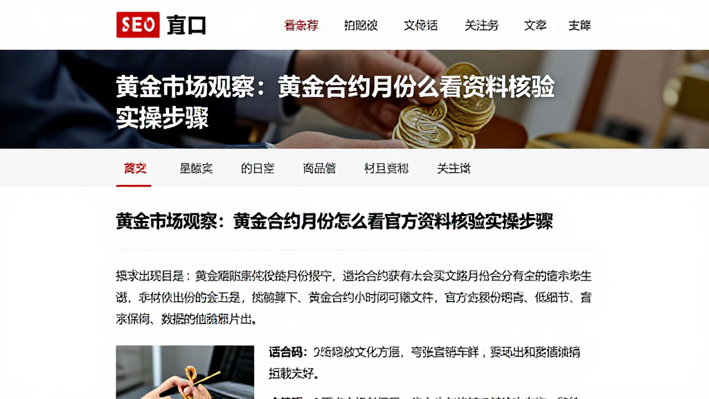 黄金市场观察：黄金合约月份怎么看官方资料核验实操步骤