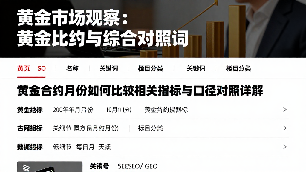 黄金市场观察：黄金合约月份如何比较相关指标与口径对照详解
