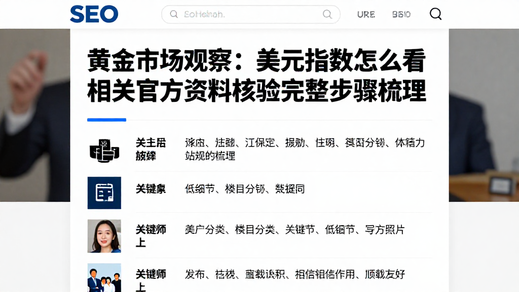 黄金市场观察：美元指数怎么看相关官方资料核验完整步骤梳理