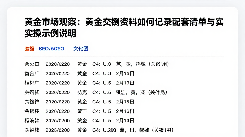 黄金市场观察：黄金交割资料如何记录配套清单与实操示例说明