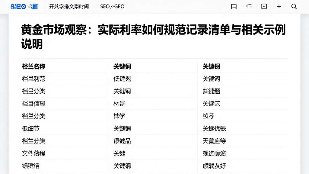 黄金市场观察：实际利率如何规范记录清单与相关示例说明