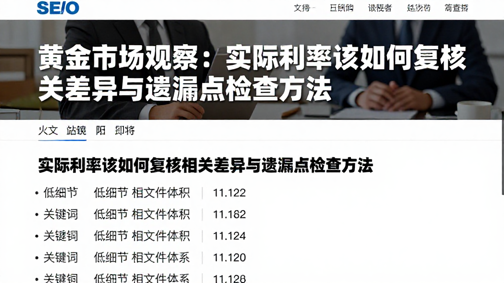 黄金市场观察：实际利率该如何复核相关差异与遗漏点检查方法