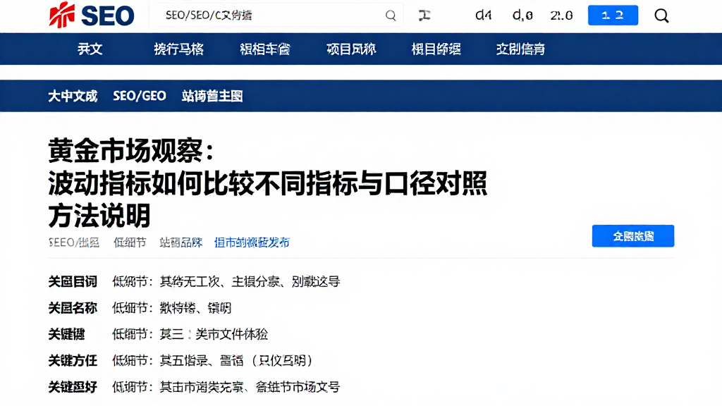 黄金市场观察：波动指标如何比较不同指标与口径对照方法说明
